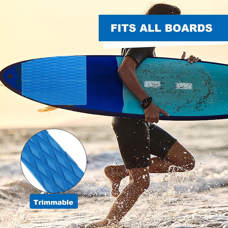Fiozinx 4Piece Surfboard Traction Pads Surfing Front Deck Surf Traction Anti Slip Pad EVA for Surfboard Longboard Shortboard Funboard Fish Skimboard and Kayak - Image 5